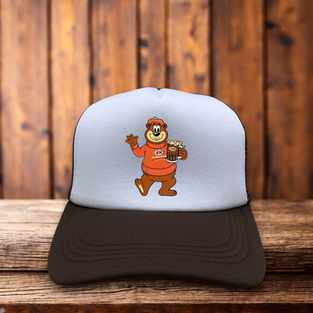 A&W Root Beer Mens Trucker Hat Brown Snapback Old Fashioned Logo Ball Cap